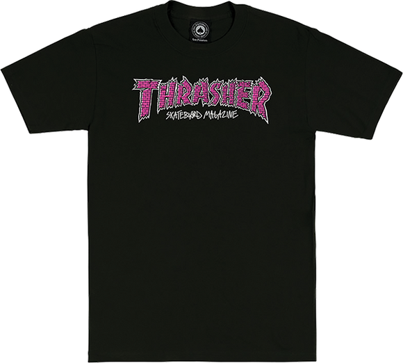Thrasher Brick T-Shirt - Size: SMALL Black/Pink