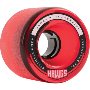 Hawgs Fattie 63mm 78a Clear Red Longboard Wheels (Set of 4)