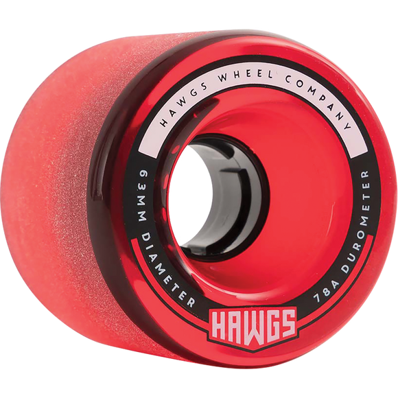 Hawgs Fattie 63mm 78a Clear Red Longboard Wheels (Set of 4)