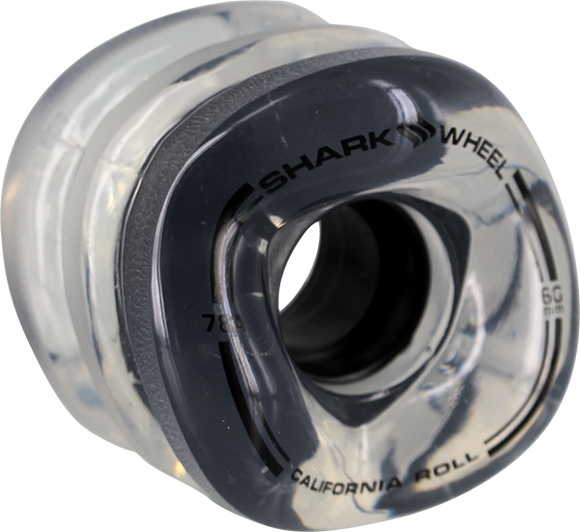 Shark California Roll 60mm 78a Clear W/Black Hub Skateboard Wheels (Set of 4)