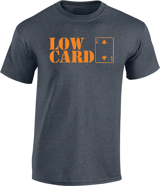 Lowcard Stacked T-Shirt - Size: MEDIUM Charcoal Heather Grey/Org