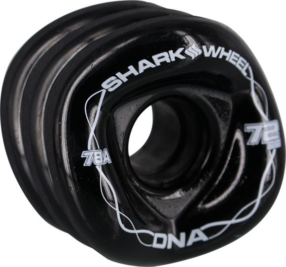 Shark Dna 72mm 78a Solid Black/White Longboard Wheels (Set of 4)