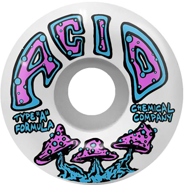 Acid Type A Shrooms 53mm 101a White Skateboard Wheels (Set of 4)