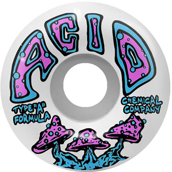 Acid Type A Shrooms 53mm 101a White Skateboard Wheels (Set of 4)