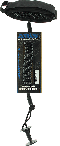 Block Pro Coiled Bicept Bodyboard Surfboard Leash - M-Black 