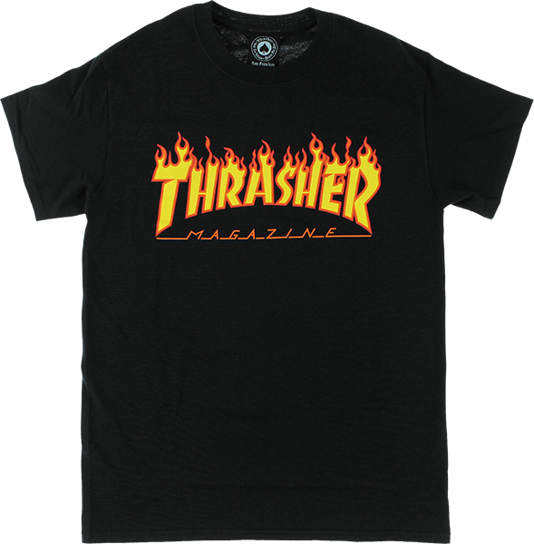 Thrasher Flame T-Shirt - Size: X-LARGE Black