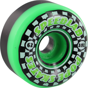 Speedlab Speedsters 62mm 101a Black/Green Longboard Wheels (Set of 4)