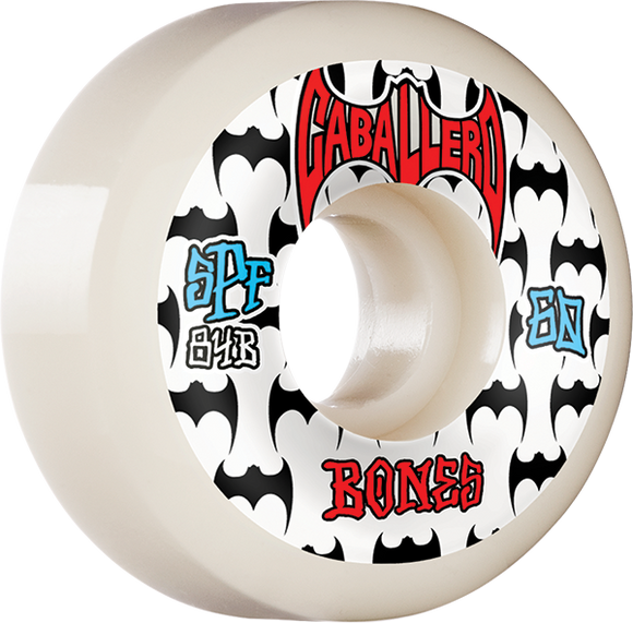 Bones Wheels Caballero SPF P5 Bats 60mm 84b White Skateboard Wheels (Set of 4)