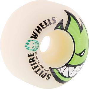 Spitfire - Bighead 53mm White W/Green Skateboard Wheels (Set of 4)
