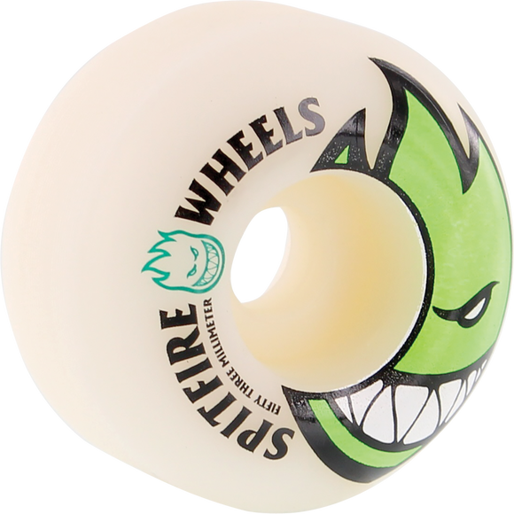 Spitfire - Bighead 53mm White W/Green Skateboard Wheels (Set of 4)