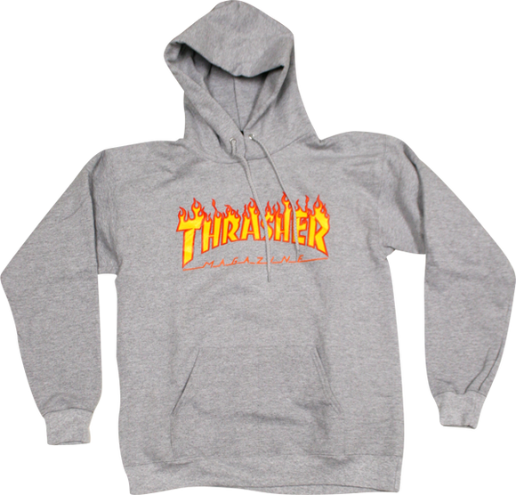 Thrasher Flames Hooded Sweatshirt - MEDIUM Heather Grey