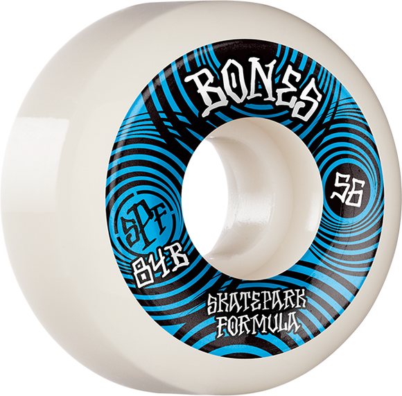 Bones Wheels SPF P5 Ripples 56mm 84b White/Blue Skateboard Wheels (Set of 4)