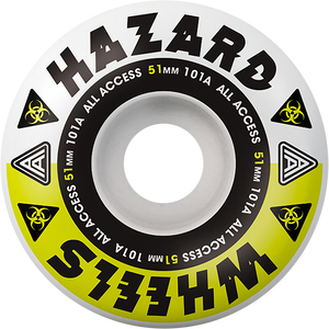 Hazard Cp Radial Melt 51mm White/Yellow Skateboard Wheels (Set of 4)