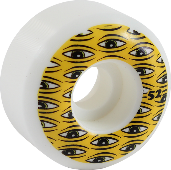 Toy Machine All Seeing 52mm White/Yellow Skateboard Wheels (Set of 4)