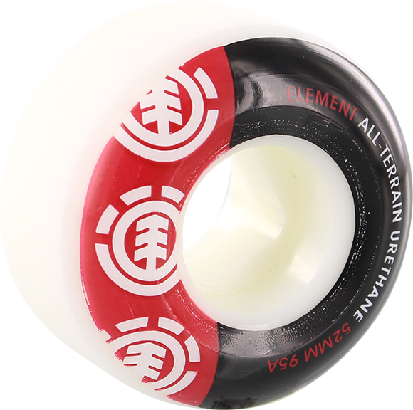 Element Section 52mm White Black/Red 95a At  Skateboard Wheels (Set of 4)