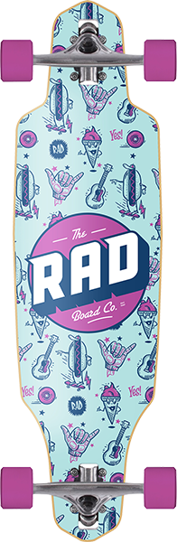 Rad Drop Through Complete Skateboard -9x36 Wallpaper Purple 