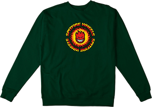 Spitfire OG Fireball Crew Sweatshirt - SMALL Dk.Green