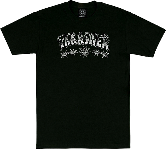 Thrasher Barbed Wire T-Shirt - Size: LARGE Black