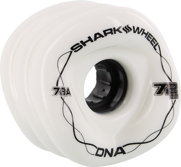 Shark Dna 72mm 78a Solid White/Black Longboard Wheels (Set of 4)