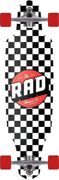 Rad Drop Through Complete Skateboard -9x36 Checker Black/White 