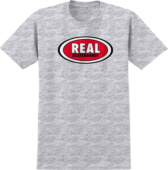 Real Oval T-Shirt - Size: MEDIUM Ash/Red