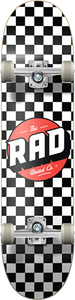 Rad Checker Complete Skateboard -7.5 White/Black W/Red 