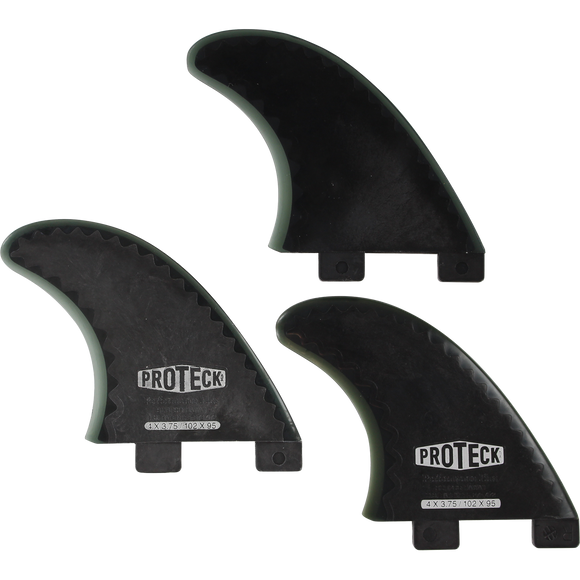 Proteck Performance FCS Surfboard Fins 4.0 - Black - Grom Thruster Set 3pcs