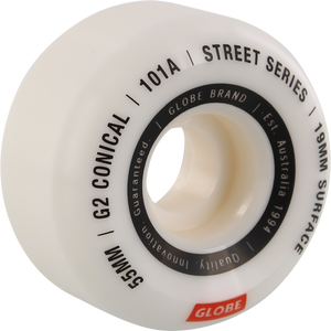 Globe G2 Conical Street 55mm 101a White/Essential Skateboard Wheels (Set of 4)