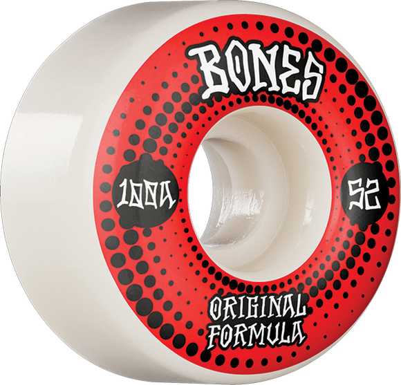 Bones Wheels 100'S Og V5 Originals 52mm 100a White Skateboard Wheels (Set of 4)