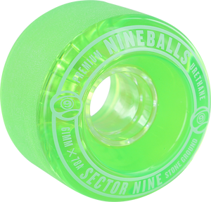Sector 9 9 Ball 61mm 78a Clear Lime/Blue/White Longboard Wheels (Set of 4)
