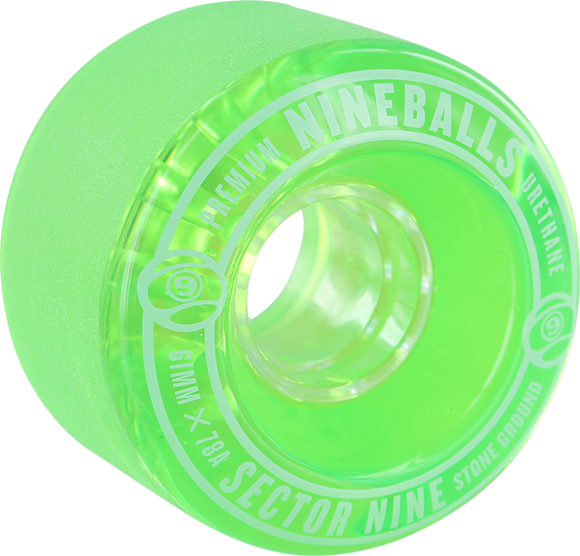 Sector 9 9 Ball 61mm 78a Clear Lime/Blue/White Longboard Wheels (Set of 4)