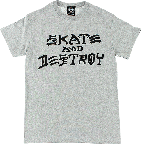 Thrasher Skate & Destroy T-Shirt - Size: LARGE Grey