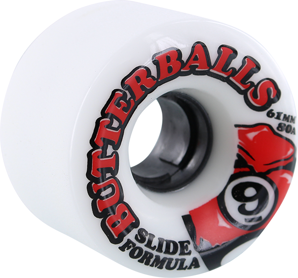 Sector 9 Slide Butterballs 61mm 80a White W/Red/Black Longboard (Set of 4)