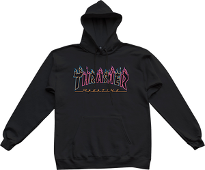 Thrasher Double Flame Neon Hooded Sweatshirt - SMALL Black