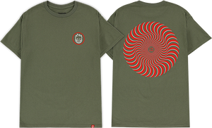 Spitfire Classic Swirl Overlay T-Shirt - Size: SMALL Military Green/Red/Wt