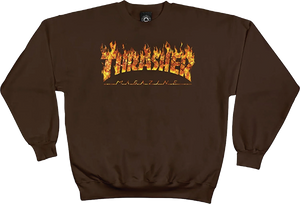 Thrasher Inferno Crew Sweatshirt - SMALL Dark Chocolate