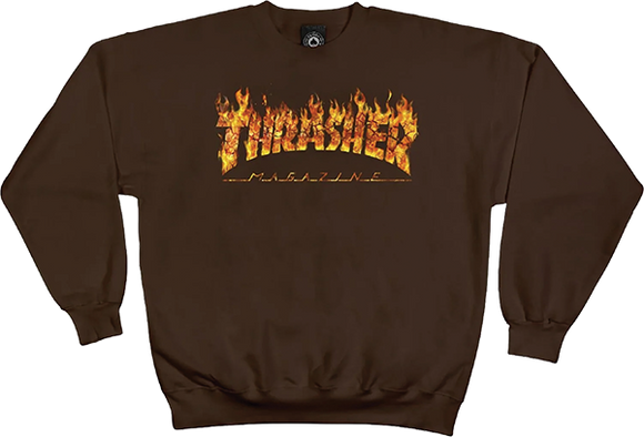 Thrasher Inferno Crew Sweatshirt - SMALL Dark Chocolate