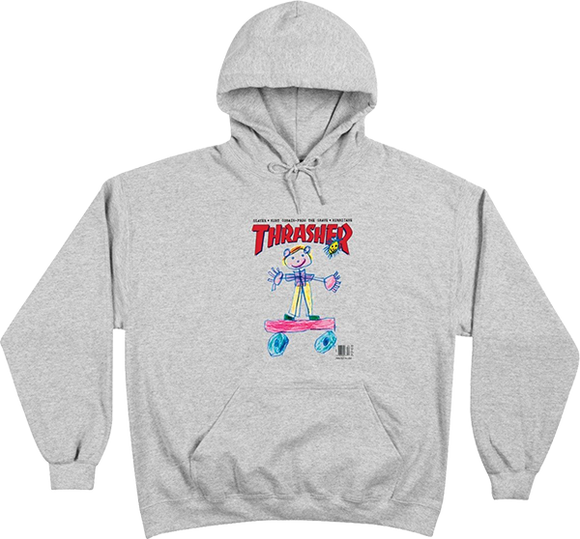 Thrasher Kid Cover Hooded Sweatshirt - X-LARGE Ash